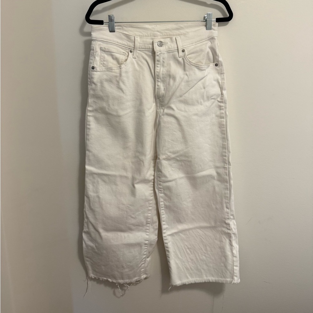 Levi’s Wide leg mile high cropped white jeans